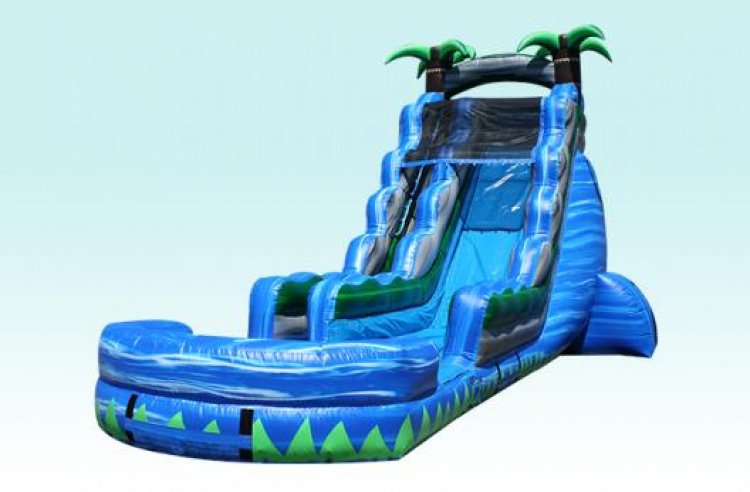 18FT Blue Marble Water Slide  (33x13x18)